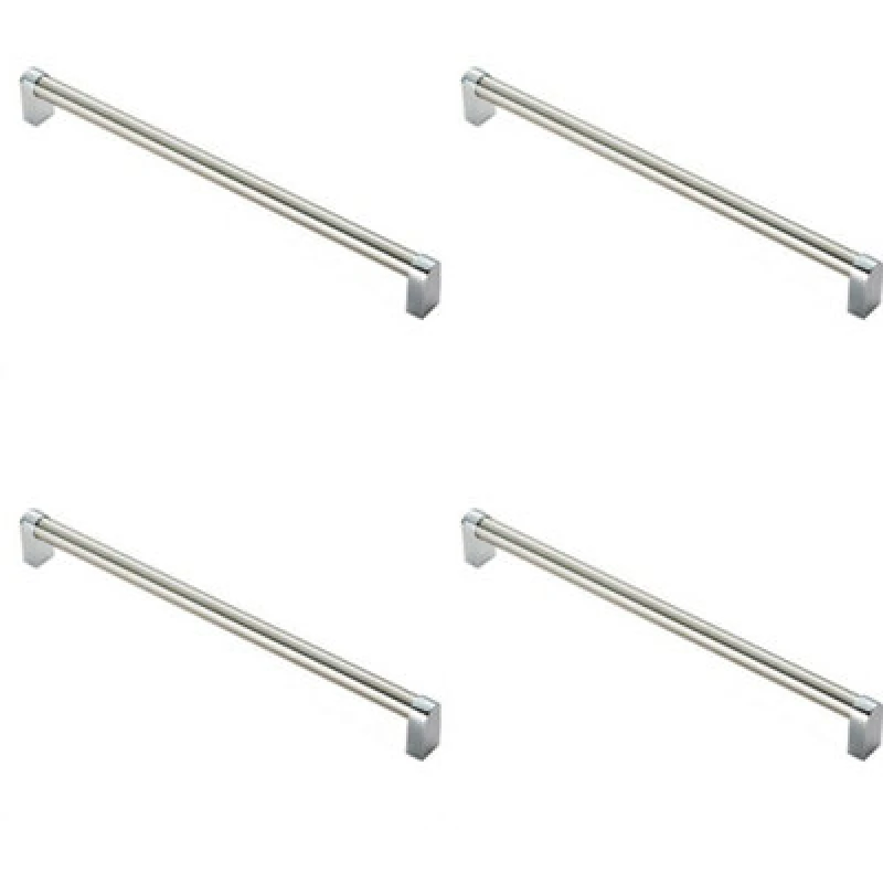 Image of Loops 4x Round Tube Pull Handle 336 x 16mm 320mm Fixing Centres Satin Nickel & Chrome Metallics unisex