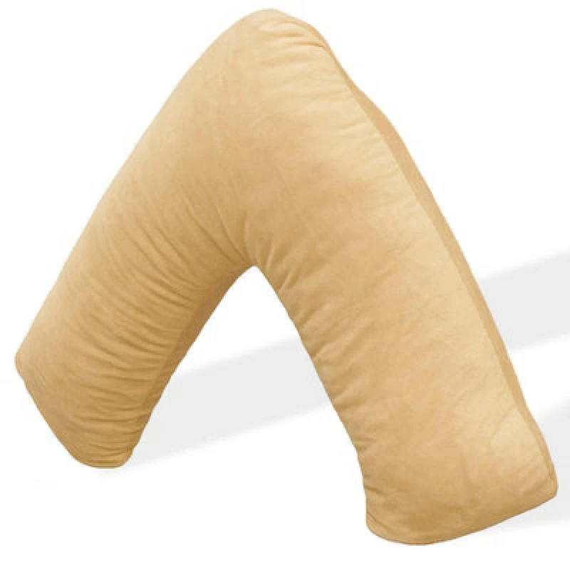 Image of Aamira V Shaped Pillow Shredded Orthopaedic Memory Foam, Cream, Head, Neck & Back Pregnancy Maternity Support, Washable Cover