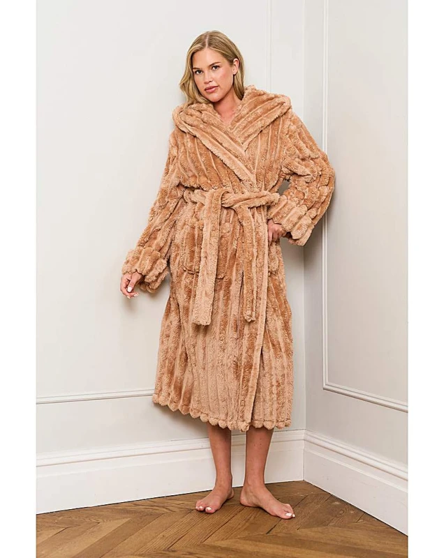Image of Jim Jam The Label Caramel Ribbed Dressing Gown Caramel - Jim Jam The Label - Size: S/M Caramel Female S/M MO49601