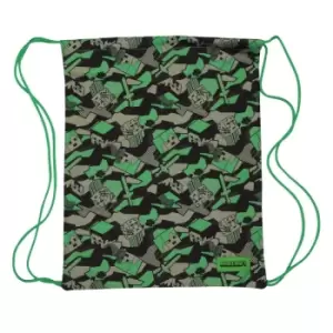 Image of Minecraft - Girls Camo Creeper Gym Bag (One Size) (Green/Black) - Green/Black