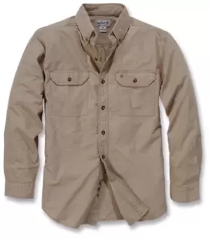 Image of Carhartt Fort Solid Long Sleeve Shirt, brown, Size S, brown, Size S