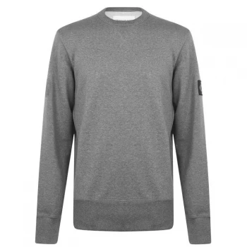 Image of Calvin Klein Jeans Sleeve Badge Crew Sweatshirt - Mid Grey