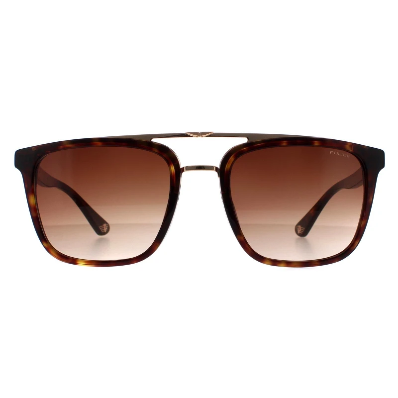 Image of Police Square Havana and Gold Brown Gradient SPLB41 Origins 35 Sunglasses Brown