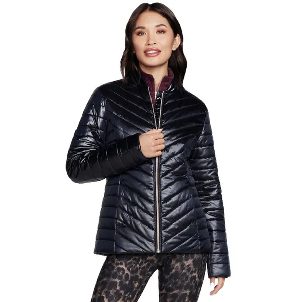 Image of Skechers Womens Go Shield Shine Full Zip Padded Coat S - UK Size 8-10, Bust 34.5 - 35.5' Black SKE2308-BLK-S