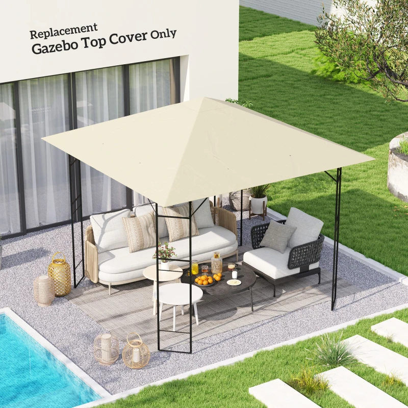 Image of Outsunny 3 x 3(m) Gazebo Canopy Replacement Cover with Drain Holes - Cream TJ Hughes Grey 5063603771642