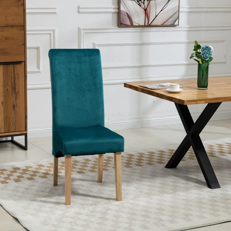 Image of Artemis Home Rimini Velvet Fabric Dining Chairs - Set of 2 in Teal Teal Unisex