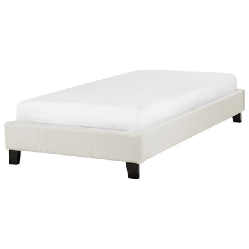 Image of Beliani Bed Without Headboard Fabric Roanne 90 X 200 Cm (Eu Single) Light Beige