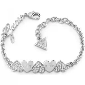 Image of Ladies Guess Heart Bouquet Silver Bracelet