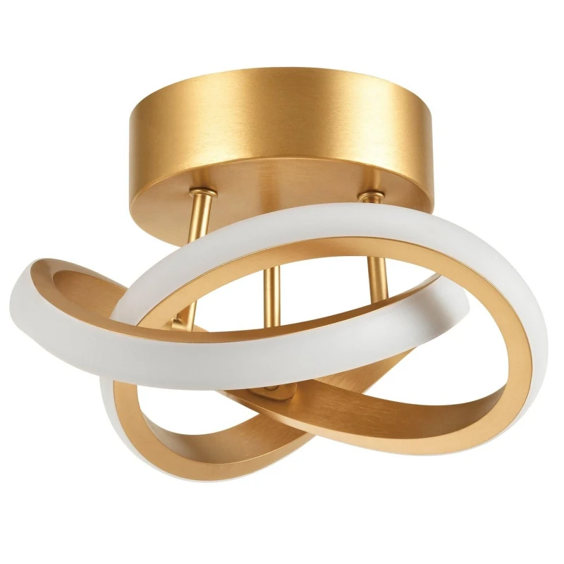 Image of Happy Homewares Modern LED Ceiling Light with Swirl Thick Metal Strip Creates 1253 Lumens in Gold Gold Unisex