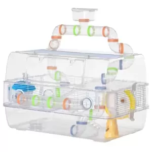 Image of Pawhut Transparent Hamster Cage W/ Accessories - Clear