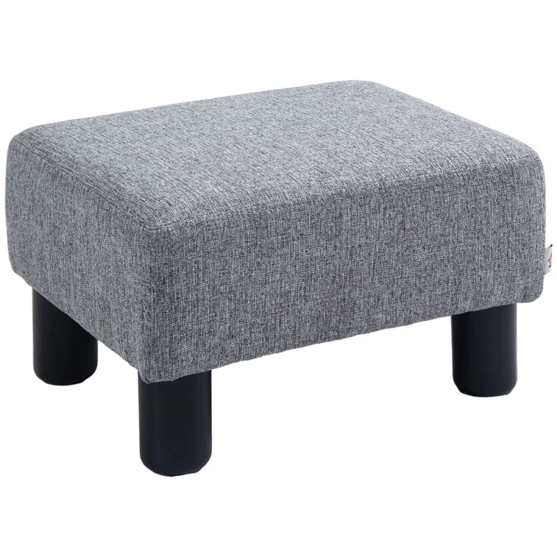 Image of HOMCOM Footstool Ottoman Footrest Linen Fabric Upholstery With Plastic Legs Grey 833-666V74GY