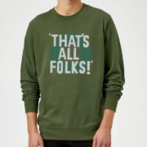 Image of Looney Tunes That's All Folks Sweatshirt - Forest Green - L