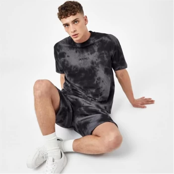 Image of Jack Wills Graphic Logo T-Shirt - Black Tie Dye