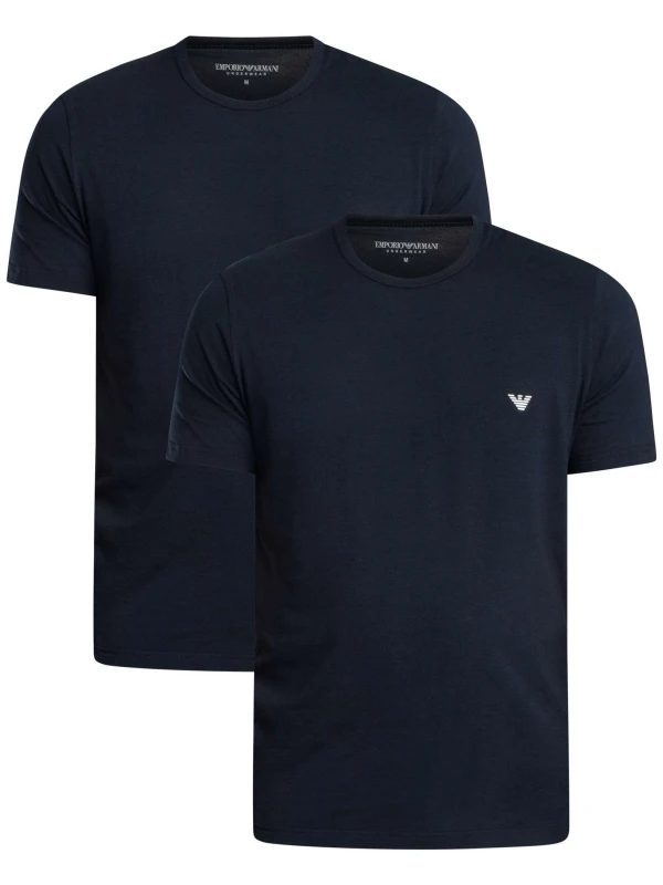 Image of Emporio Armani 2 Pack Lounge Crew Neck Regular T-Shirt Blue M