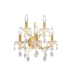 Image of Schonbrunn Crystal Candle Wall Lamp 5 Light 24 Carat Gold