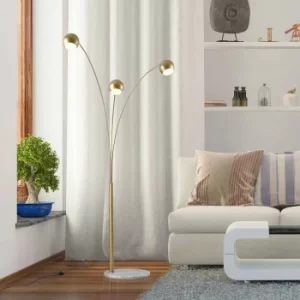Image of Gold 3 Branch Floor Lamp with Marble Base, none