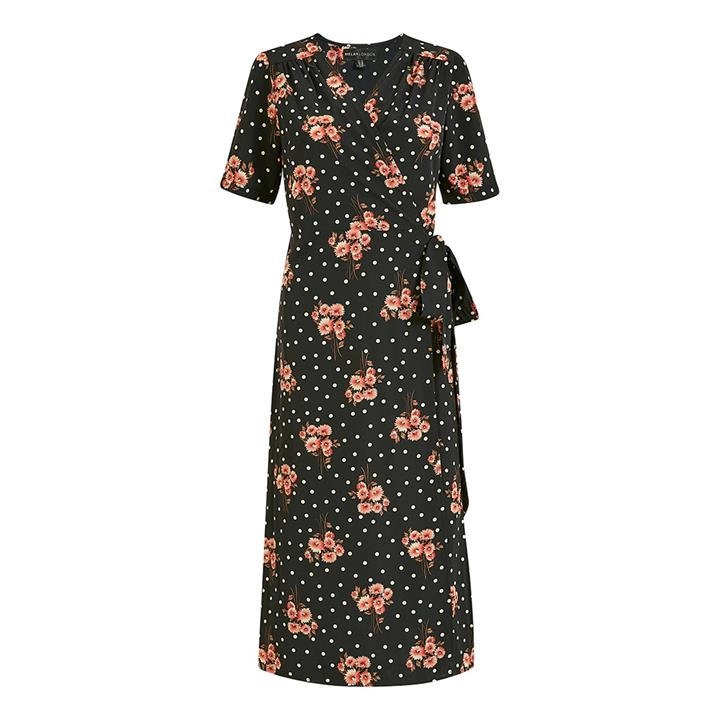 Image of Mela London Black Floral 'Odette' Midi Dress - 8