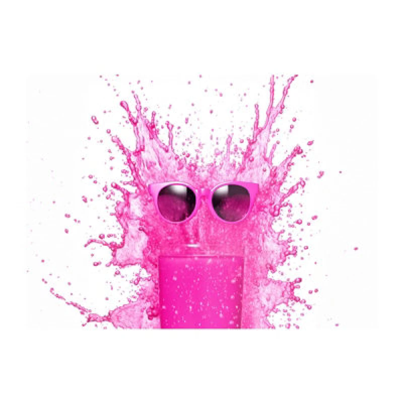 Image of Warren Reed Designer Pink Splashart Glass With Glasses Glass Chopping Board