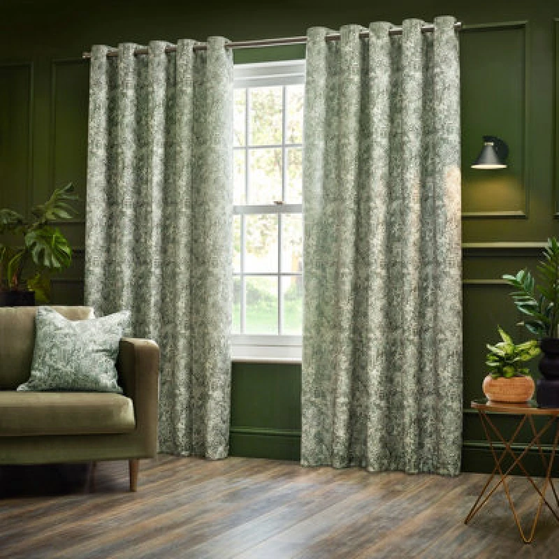 Image of Bengal Eyelet Curtains Sage, Sage / 229 x 183cm