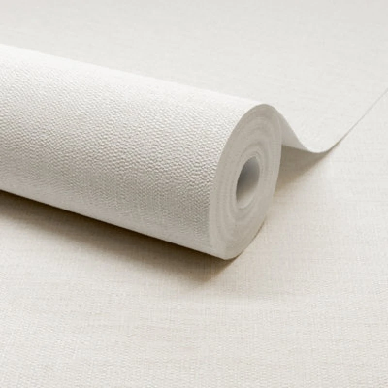 Image of Grandeco Telma Slubbed Fabric Hessian Textured Luxury Wallpaper, White