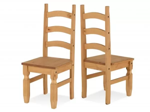 Image of Seconique Corona Pine Set of 2 Wooden Dining Chairs