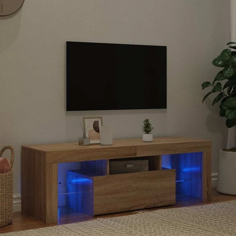 Image of VIDAXL Vidaxl - tv Cabinet with LED Lights Sonoma Oak 120x35x40cm 8720286217597