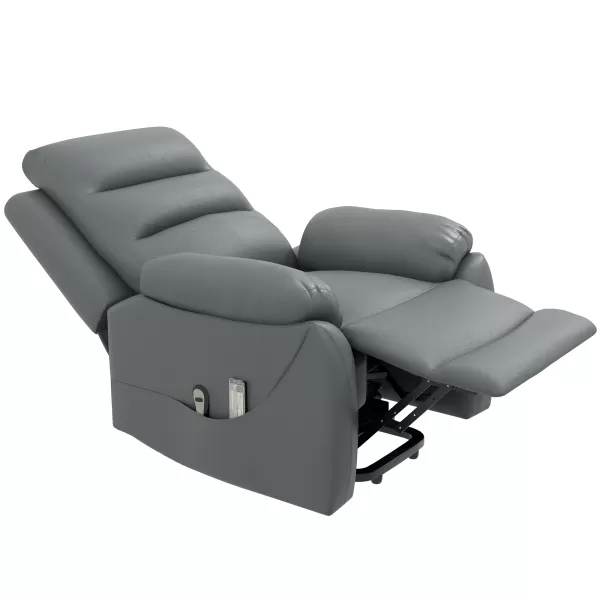 Image of HOMCOM Electric Riser and Recliner Chairs for Elderly, PU Leather Power Lift Recliner Armchair with Vibration Massage, Side Pockets
