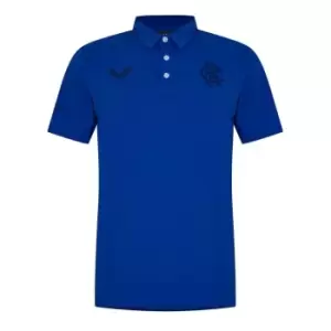 Image of Castore Rangers FC Short Sleeve Polo Shirt Mens - Blue
