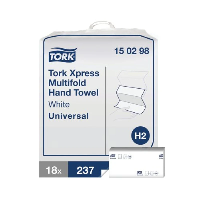 Image of Tork Xpress Universal Z-Fold Multifold Hand Towel 213x480mm 2-Ply White (4266 Pack) 150298