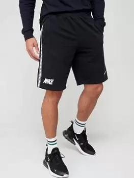 Image of Nike NSW Repeat Tape French Terry Shorts - Black/White, Size L, Men