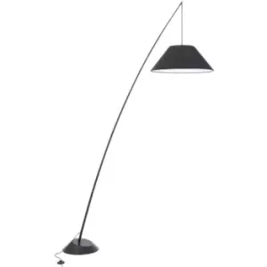 Image of Maytoni Campanula Table & Floor Arc Floor Lamp Black, Fabric Shade