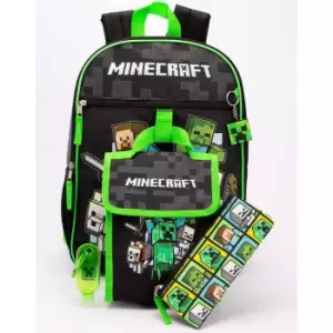 Image of Minecraft Childrens Time To Mine Backpack Set (one Size, Black/Green)