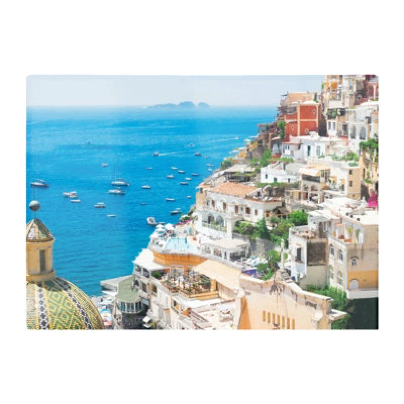Image of Warren Reed Designer Positano With Flowers Italy Glass Chopping Board
