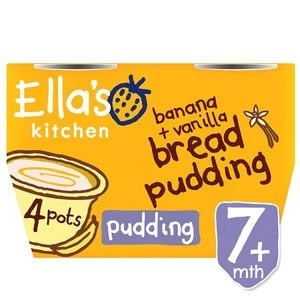 Image of Ellas Kitchen Organic Banana and Vanilla Bread Pud 7m+ 4x 80g
