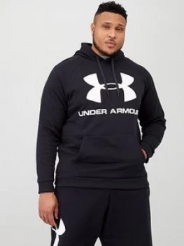 Image of Urban Armor Gear Plus Size Rival Fleece Logo Overhead Hoodie - Black/White, Size 2XL, Men