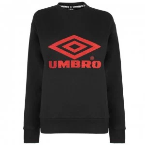 Image of Umbro Umbro Womens Logo Crew Sweater - Black/Riot Red