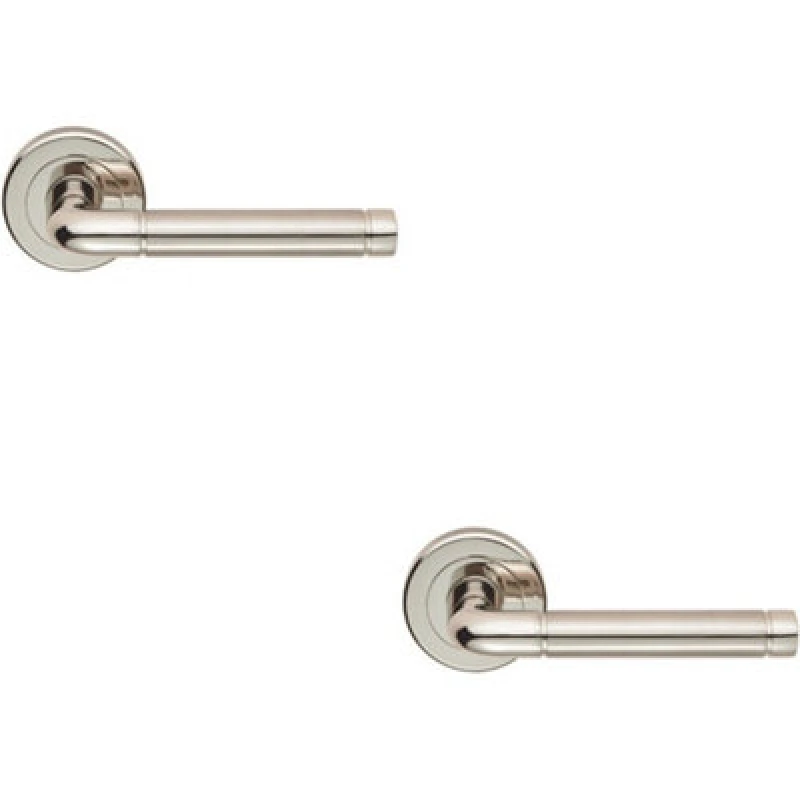 Image of Loops 2x PAIR Straight Elliptical Lever on Round Rose Concealed Fix Dual Nickel Metallics