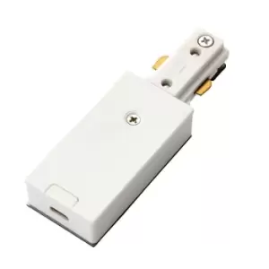 Image of Commercial Track Light Live End Connector - 107mm Length - White ABS Rail System
