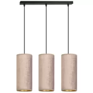Image of Emibig Bente Black Bar Pendant Ceiling Light with Pink Fabric Shades, 3x E14