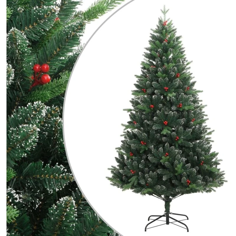 Image of VIDAXL Artificial Hinged Christmas Tree with Red Berries 240cm Vidaxl 8720845442569