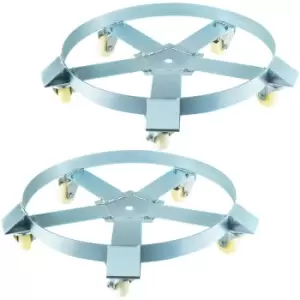 Image of VEVOR 55 Gallon Drum Dolly with 5 Swivel Caster Wheels, Barrel Dolly Cart Heavy Duty Steel Frame Non Tipping, 2 Packs