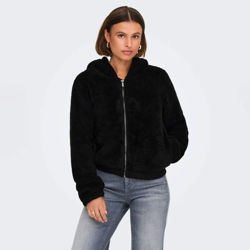 Image of Only Newanna Teddy Jacket Black female 8