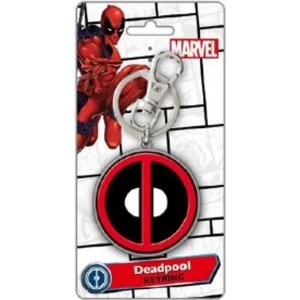 Image of Official Marvel Comics Deadpool Logo Coloured Pewter Keyring