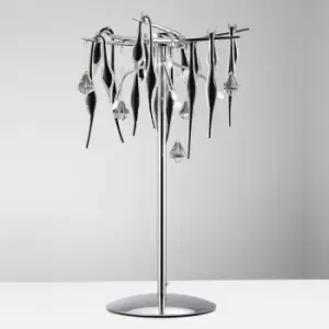 Image of Diyas - Cygnet Table Lamp 6 Bulbs polished chrome / Black glass / crystal