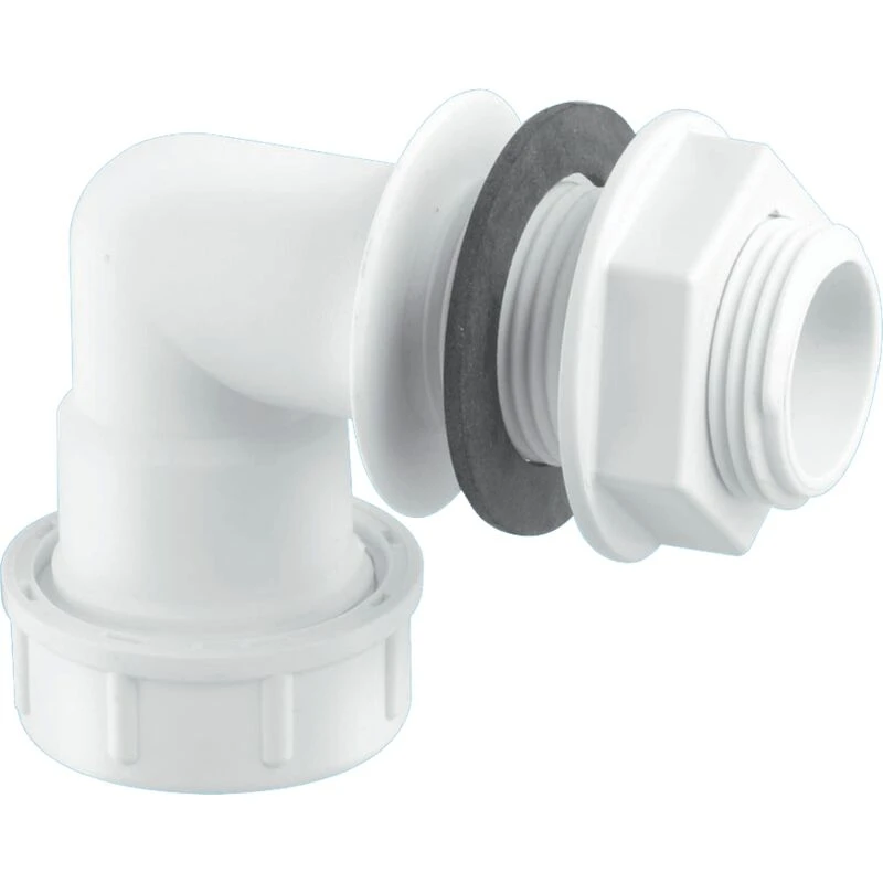 Image of McAlpine R5M 19/23mm Universal Bent Overflow Tank Connector White