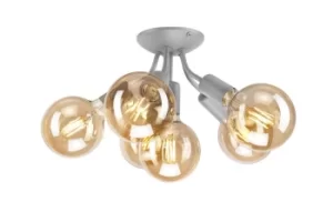 Image of Viggo Multi Arm Semi Flush Ceiling Light Silver, 6x E27