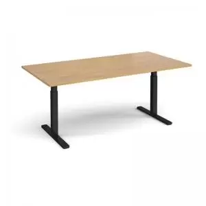 Image of Elev8 Touch boardroom table 2000mm x 1000mm - Black frame and oak top
