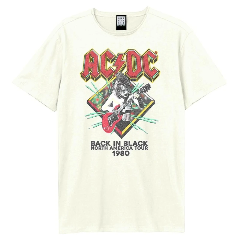 Image of Amplified Amplified Men North America Tour 80 AC DC Vintage T-Shirt in White Size: 3X-Large White XXXL Male 5063806406969