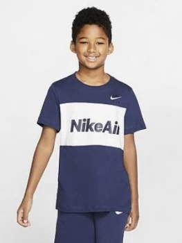 Image of Nike Sportswear Air Older Boys T-Shirt - Navy/White
