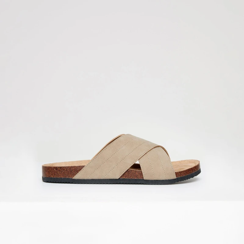 Image of Threadbare Faux Suede Cross Strap Sandals Beige male 10